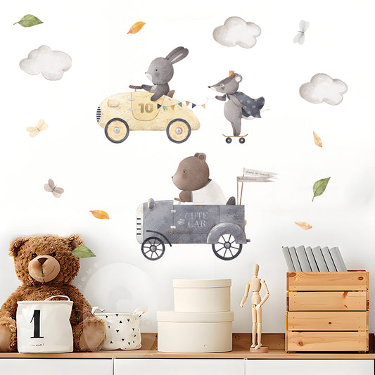 Eläimet ajelulla -seinätarra