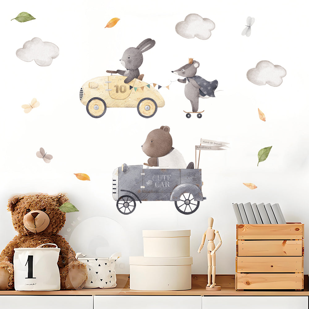 Eläimet ajelulla -seinätarra