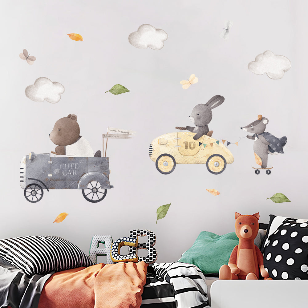 Eläimet ajelulla -seinätarra