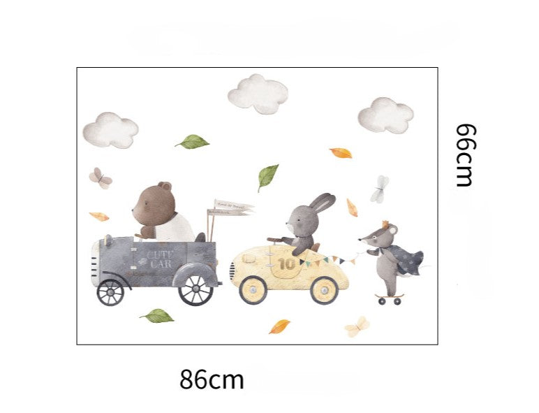 Eläimet ajelulla -seinätarra