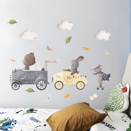 Eläimet ajelulla -seinätarra